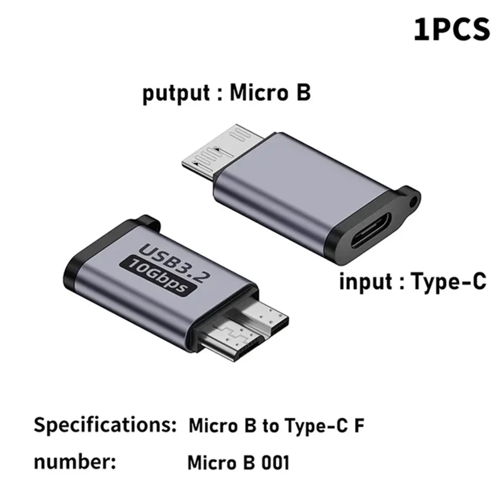 Micro B USB C 3.0 Male to Type C Female Adapter Type-C