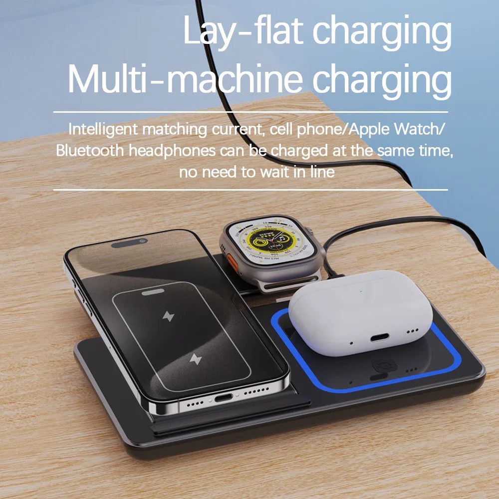 3 in 1 Wireless Charger Foldable Fast Phone Charge Station