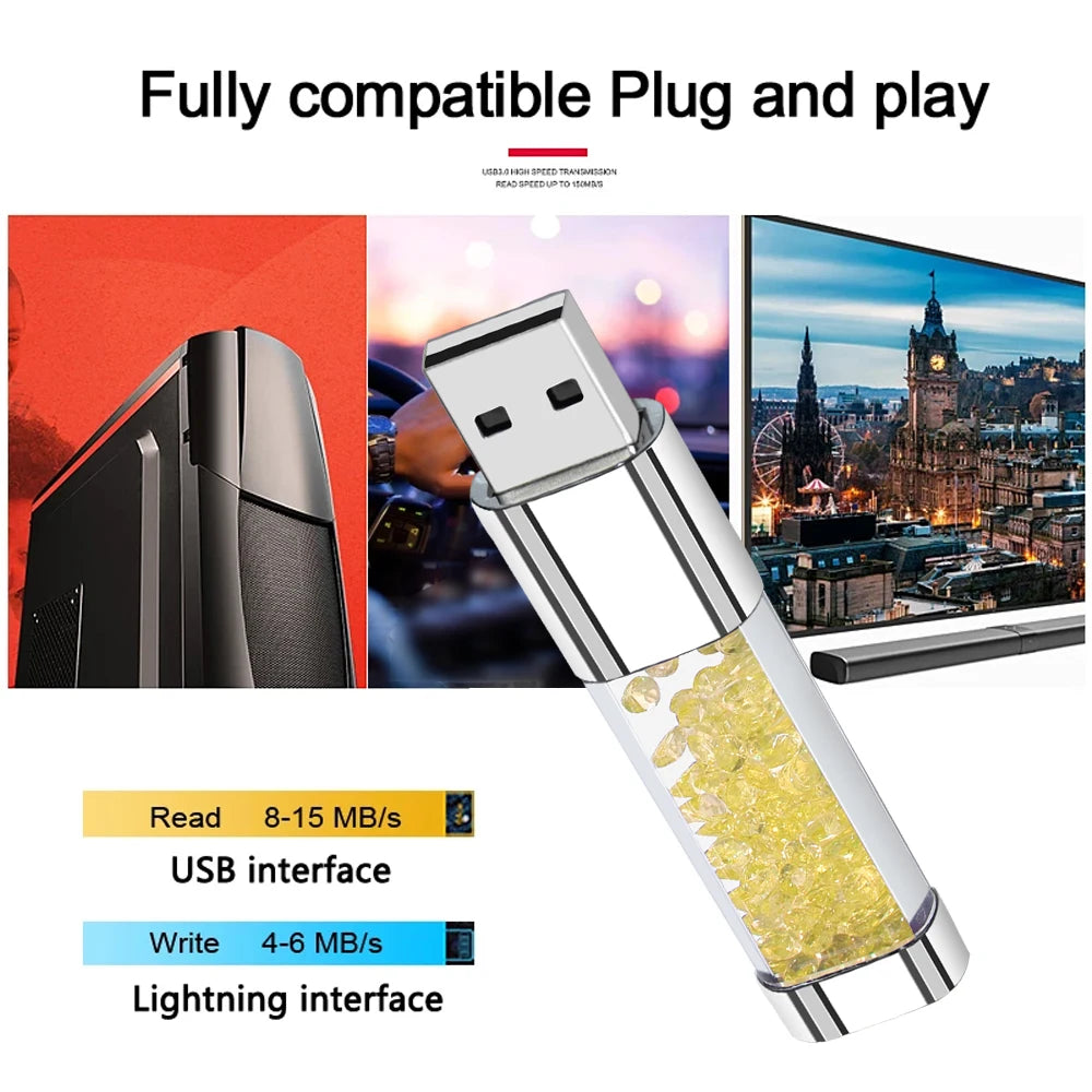 Creative Crystal&LED Light  USB FlashDrive