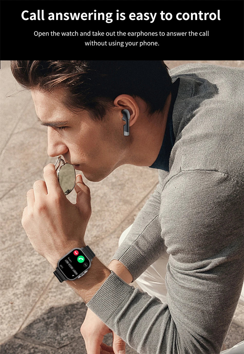 Smart Watch 2 in 1 With Earphone