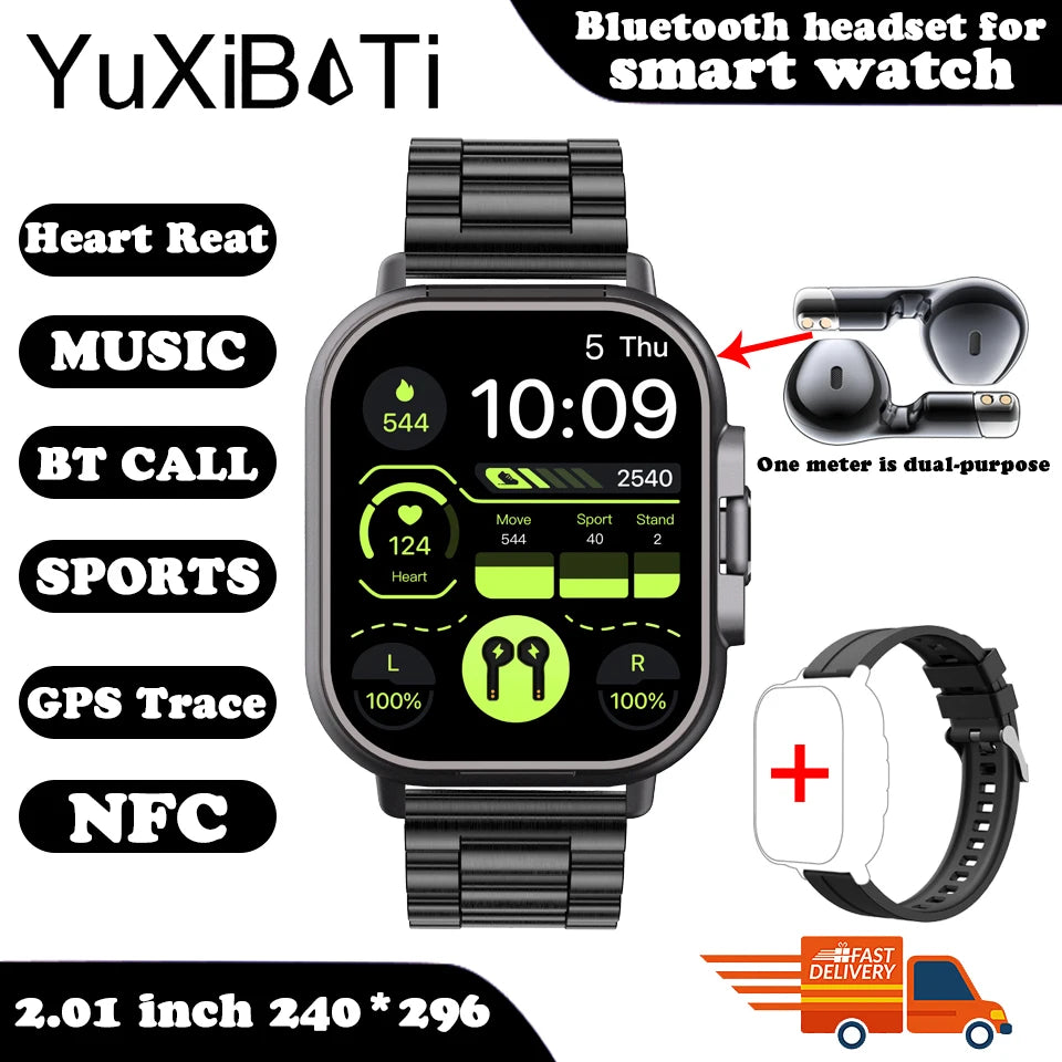 Smart Watch 2 in 1 With Earphone