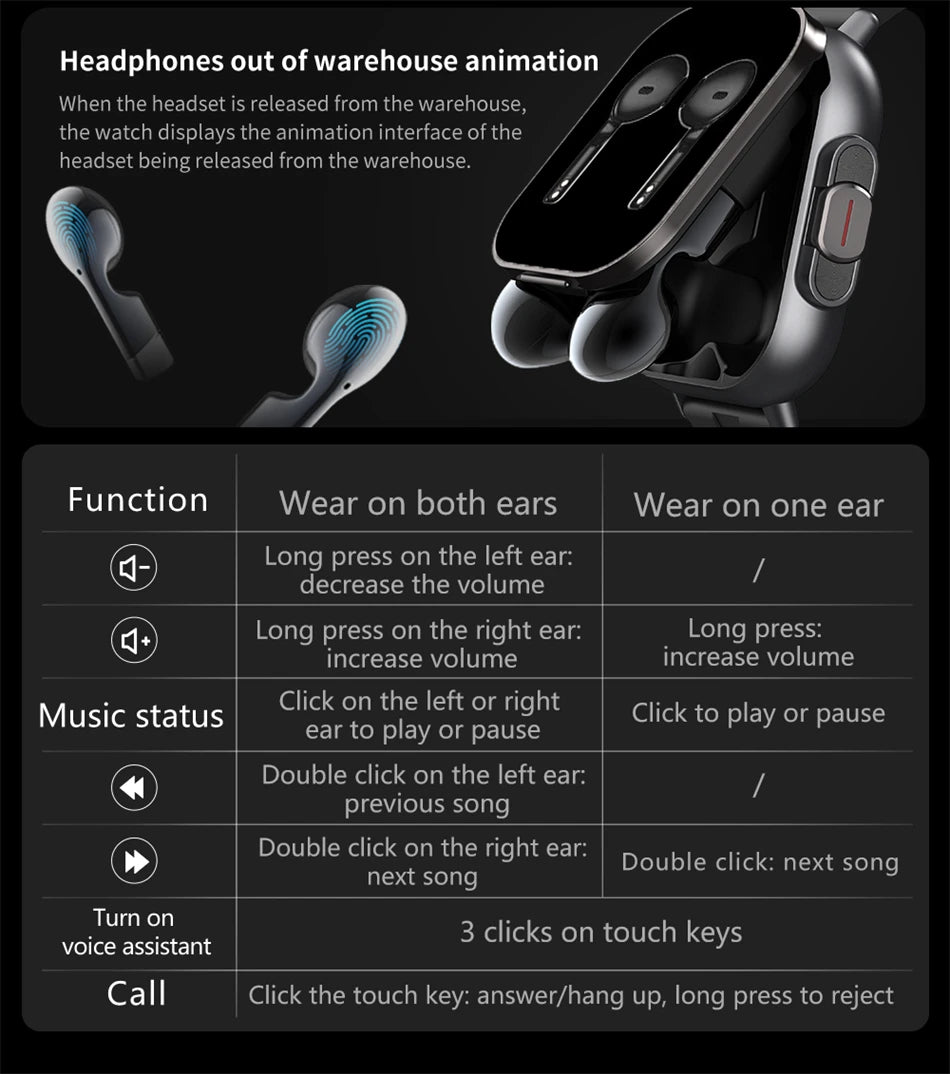 Smart Watch 2 in 1 With Earphone