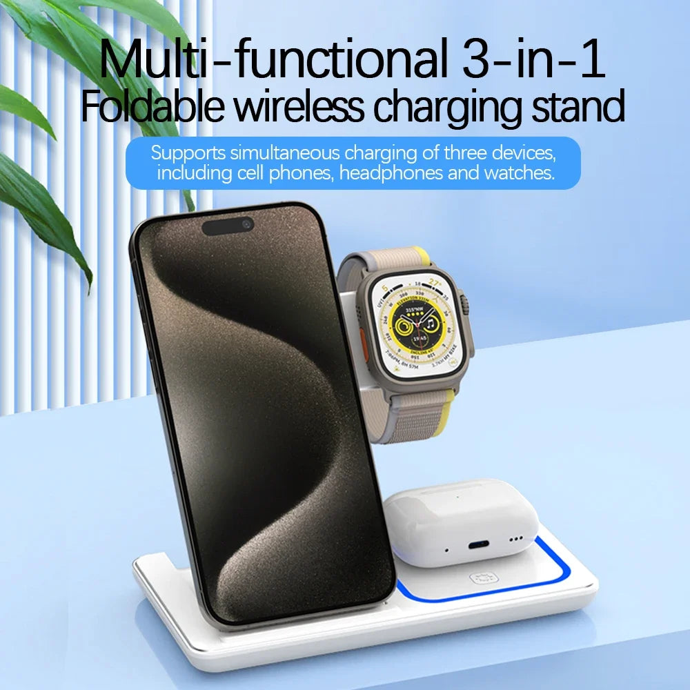 3 in 1 Wireless Charger Foldable Fast Phone Charge Station