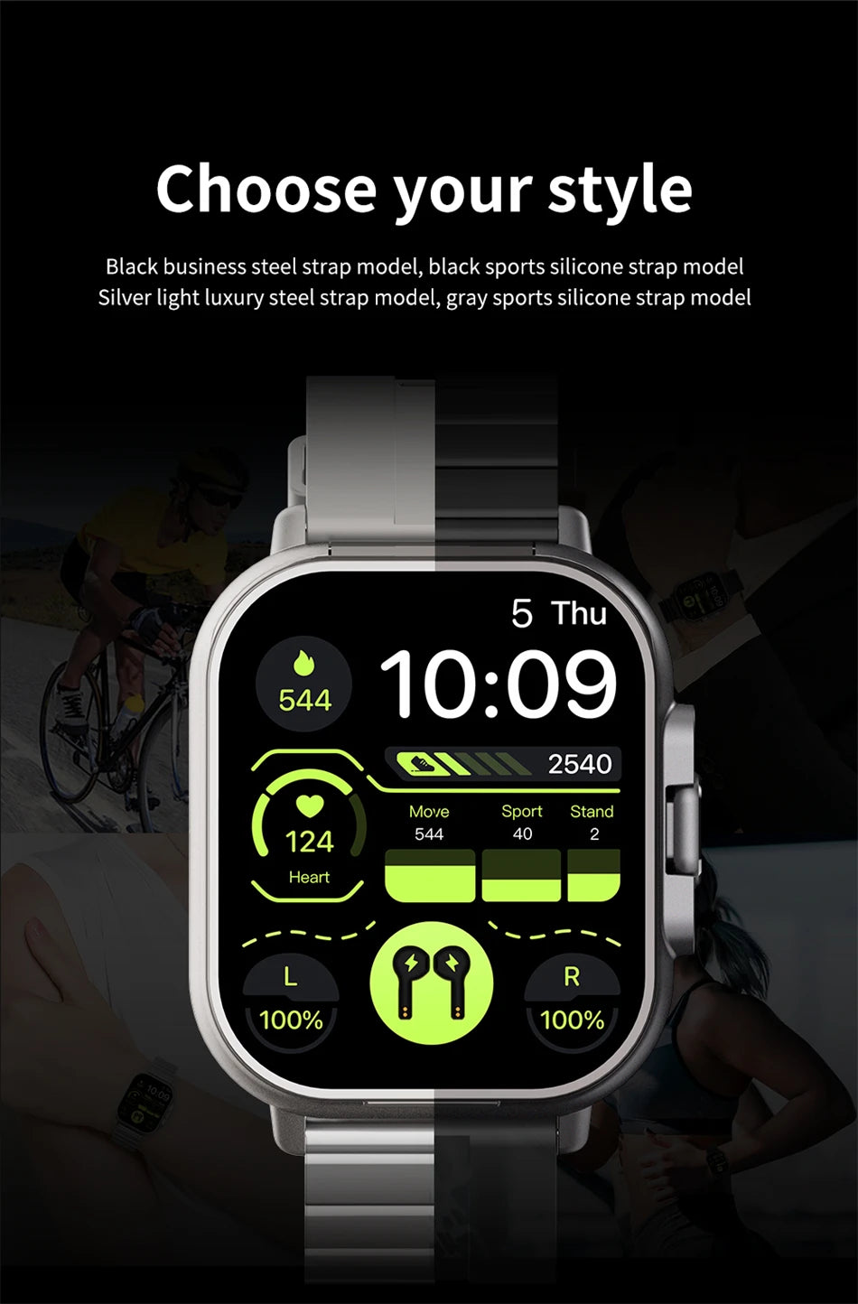 Smart Watch 2 in 1 With Earphone